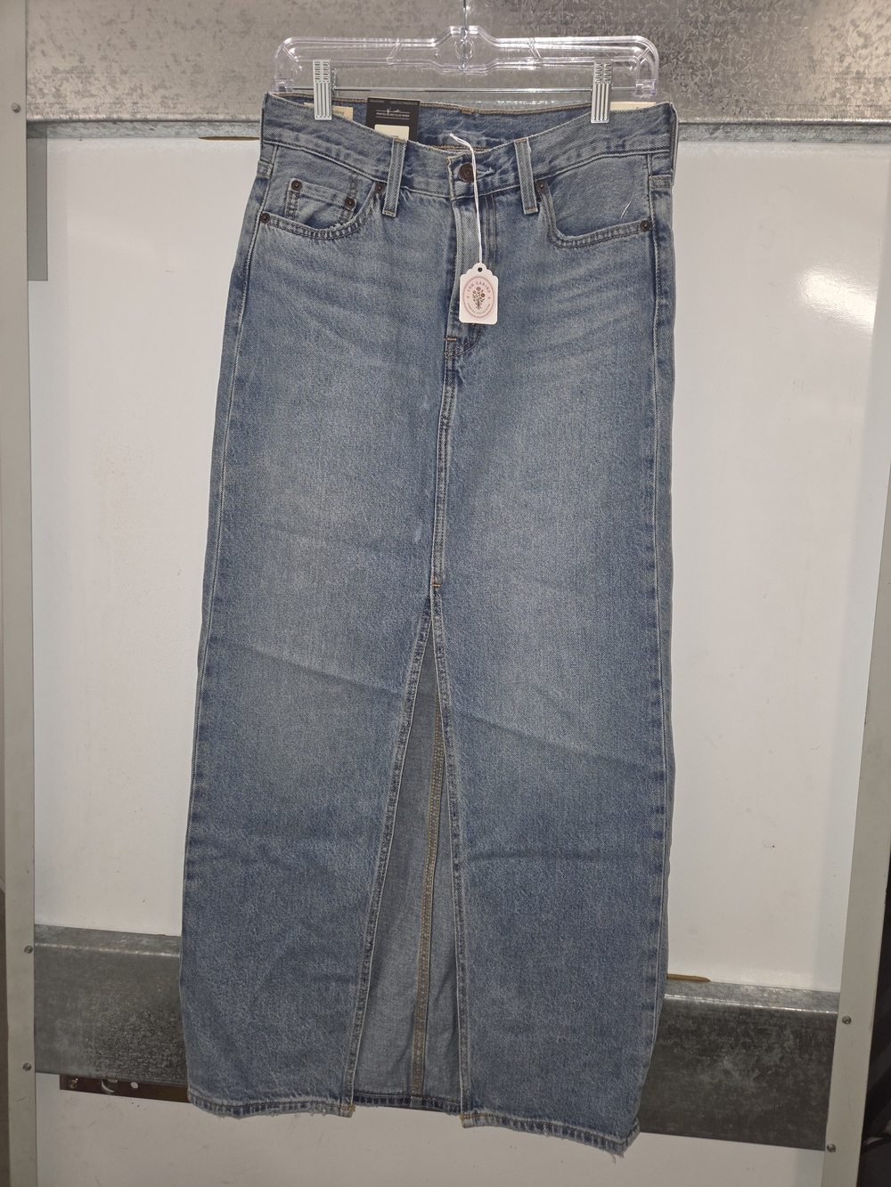 Levi's Light Blue Denim Maxi Skirt with Front Slit